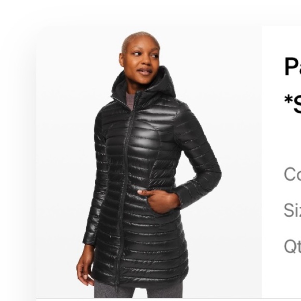 lululemon athletica Black Quilted Hooded Puffer Coat